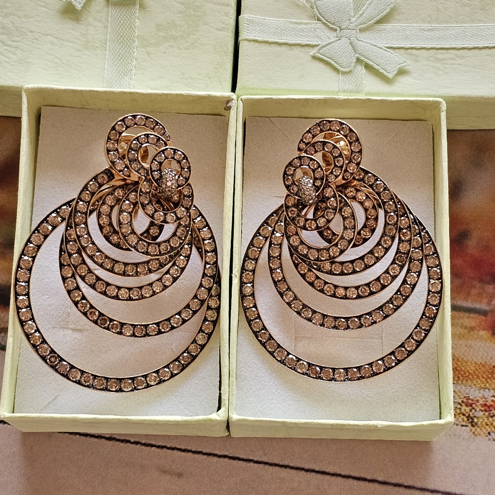 De GRISOGONO GYPSY EARRING ROSE GOLD & CHAMPAGNE DIAMONDS VINTAGE